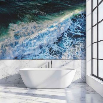 Escenario 1 de Olas rompiendo al atardecer