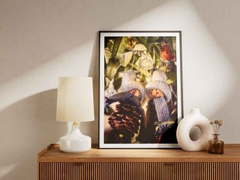 cuadro vertical de sobre mesa con Fotografia Navideña de Autor